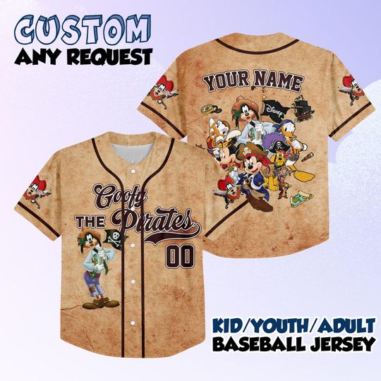 Discover Custom Goofy & Friends Disney Pirates Baseball Jersey, Vintage Goofy Pirates Jersey, Retro 90s Pirates Shirt, Disney Cruise Shirt