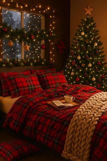 Discover Christmas Tartan Plaid Bedding Set with Duvet and Pillowcases