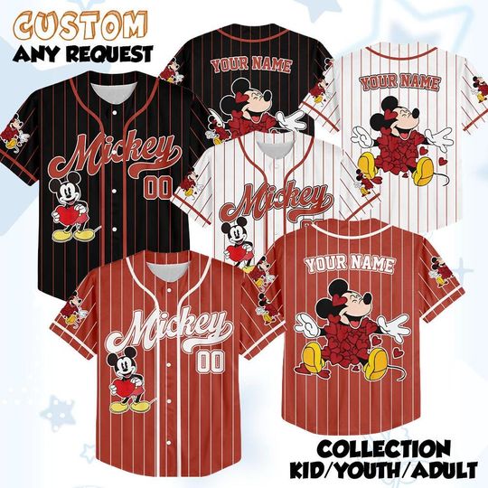 Discover Personalize Disney Mickey Friends Disneyland Happy Valentine's Day, Personalize Disney Custom Kid Youth Adult Disney Jersey