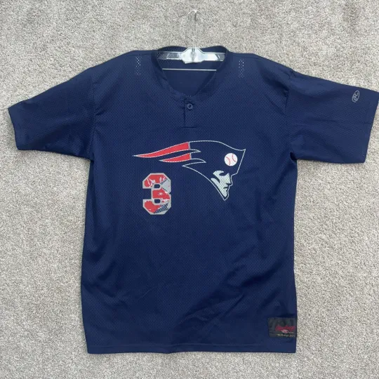 Discover Rawlings Men Large Navy Patriots Number 3 Baseball Jersey football Football