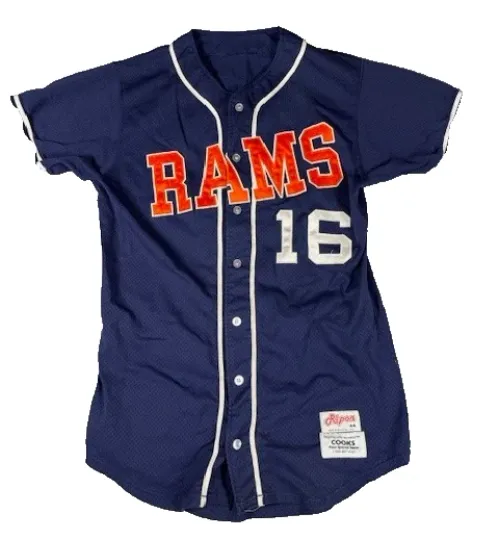 Discover Vintage Rams Baseball Jersey Blue L USA Made
