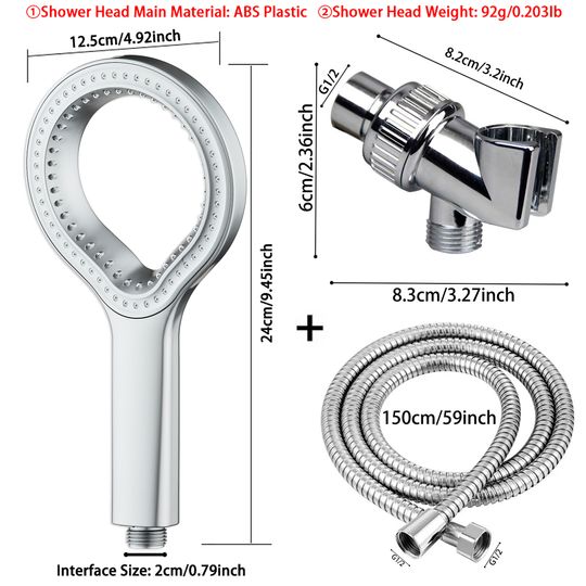 Discover High Pressure Shower Head Hollow-ring Design Portable Handheld Filtered Shower Head Set Large Water Flow Bathroom Accessories