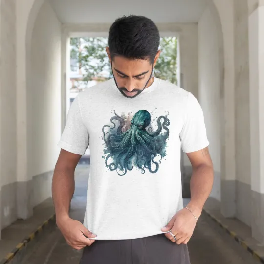 Discover Watercolor Octopus Lover Unisex T-Shirt Marine Animal Ocean Graphic Tee