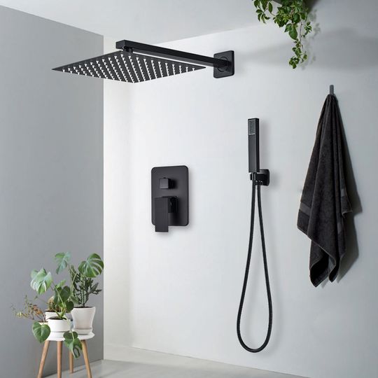 Discover Black Shower Faucets System Bathroom Wall Mounted Rainfall Shower Kit Concealed Embedded Box Hot Cold Water Mixer Tap SUS304