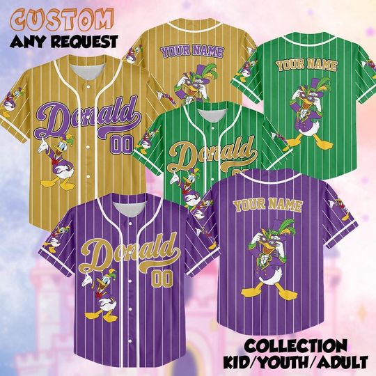 Discover Custom Donald Mardi Gras Baseball Jersey, Disney Mickey And Friends Festival Shirt