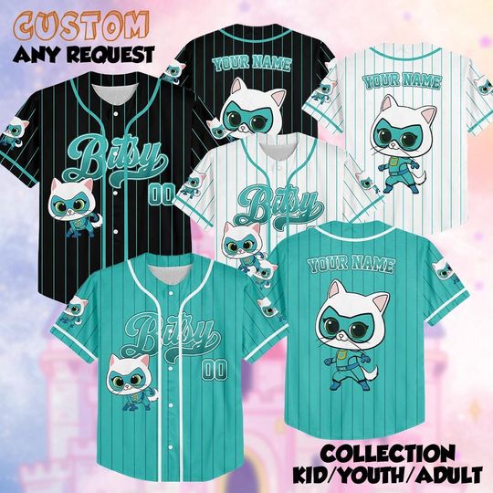 Discover Custom SuperKitties Bitsy Baseball Jersey, Personalized Kids Shirt
