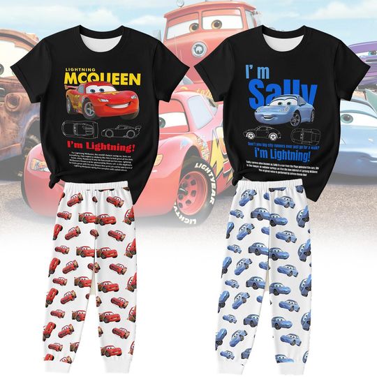 Discover WDW Mc queen Sally Pajamas Set, Cartoon Car T-shirt And Pants, Magic Kingdom Movie Shirt, Pixar Cars Shirt, Valentine Gift for Him