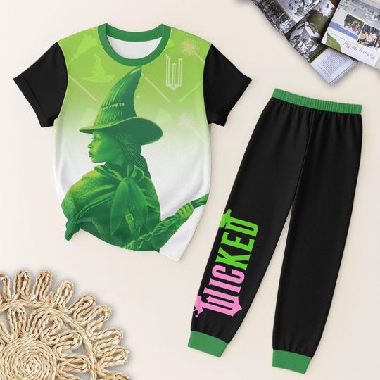 Discover Elphaba Wicked T-Shirt and Pants, Wizard of Oz Fan Gift, Witch Pjs, Pop Culture Wicked Musical, Gift for Her