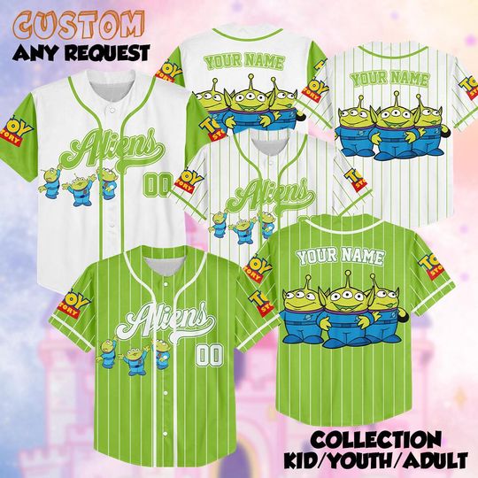 Discover Personalized Little Green Aliens Baseball Jersey, Custom Toy Story Aliens Jersey Shirt