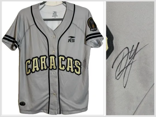 Discover Leones Del Caracas Jersey Signed Yonathan Daza 2022-23 Champions Venezuela XS-S