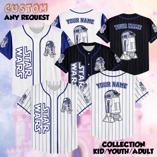 Personalized Star Wars R2- D2 Robot Baseball Jersey, Custom R2- D2 Jersey Shirt
