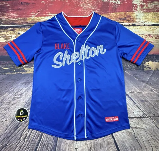 Discover Blake Shelton Shirt Mens Small Baseball Jersey Button Country Music Tour Posty