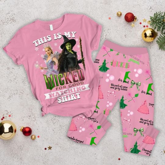 Wicked For Good Watching Pajama Set, Defying Gravity T-Shirt and Pants, Broadway Theater Gift for Fan, Wizard Women Sleepwear