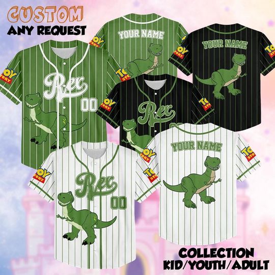Discover Personalized Rex Collection Baseball Jersey, Custom Toy Story Rex Jersey Shirt