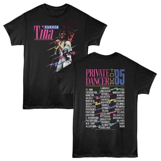 Tina Turner Private Dancer Tour 85 Black T-Shirt