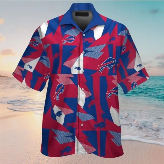 Buffalo Bills Tropical Hawaiian Short Sleeve Button-Up Shirt