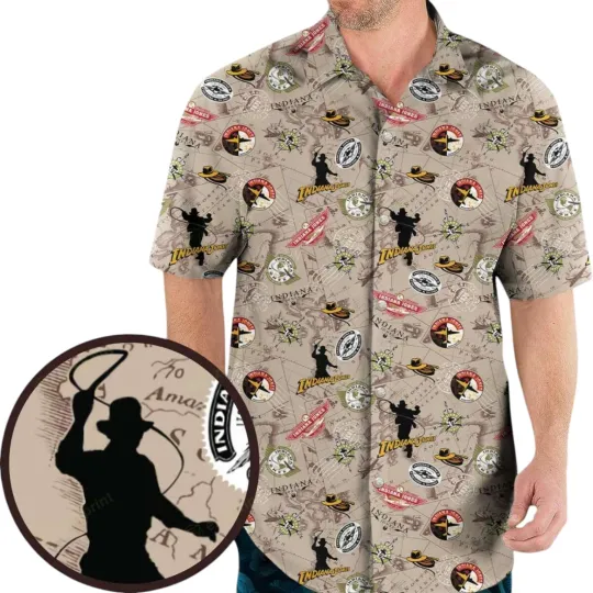 Discover Indiana Jones Patterns Hawaiian Shirt, Funny Hawaiian Shirts for Men