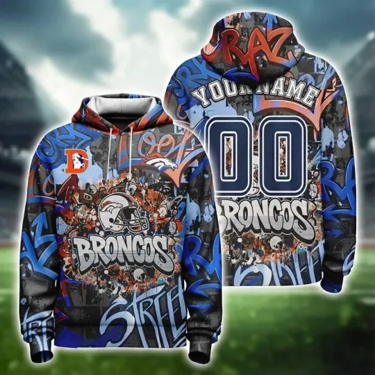 Discover Broncos Graffiti Custom Hoodie-3D Unisex Hoodie