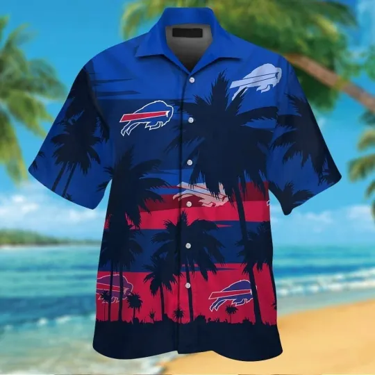 Discover Buffalo Bills Tropical Hawaiian Short Sleeve Button-Up Shirt