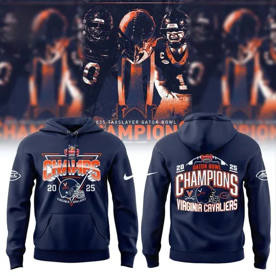 Discover Cavaliers 2025 TaxSlayer Gator Bowl Champions Edition Hoodie