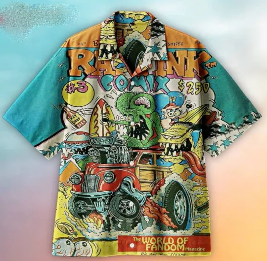 Discover Funny Rat Fink Hawaiian Shirt Cartoon Car