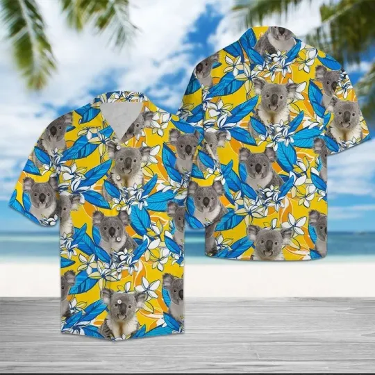 Discover Koala Plumeria Flowers Summer Hawaiian Shirt