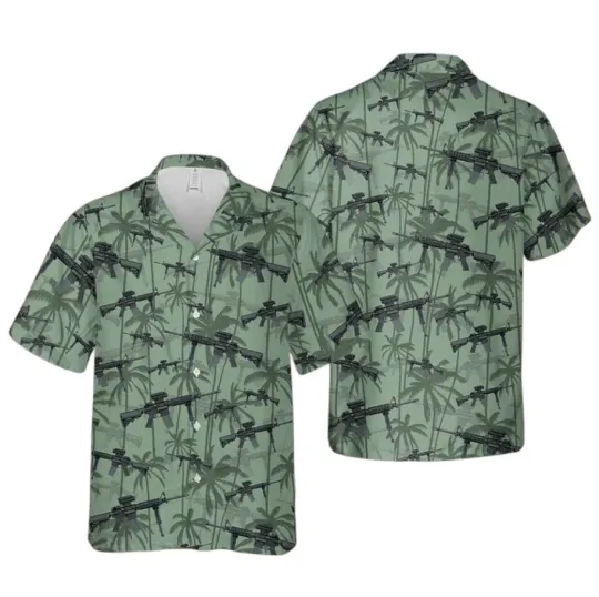 Discover US Army M4 Carbine Hawaiian Shirt Veteran Gifts Military Retirement Gift
