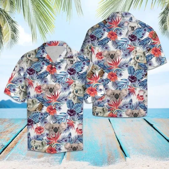 Discover Koala Hawaiian Shirt Summer Button Up