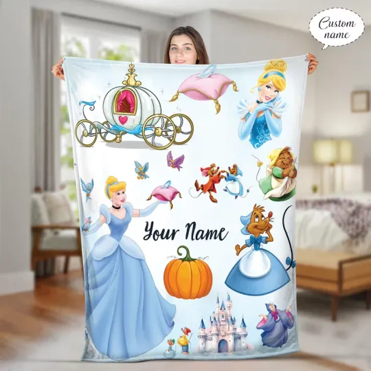 Discover Personalized Disney Princess Cinde Character Fleece Blanket