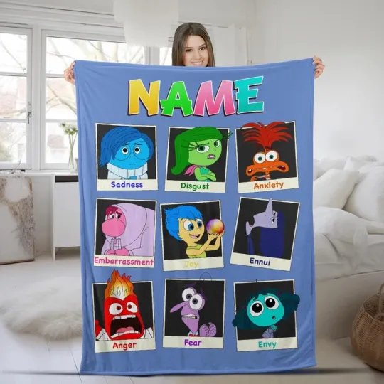 Disney Pixar Inside Out 2 Emotion Characters Photos Customize Fleece Blanket