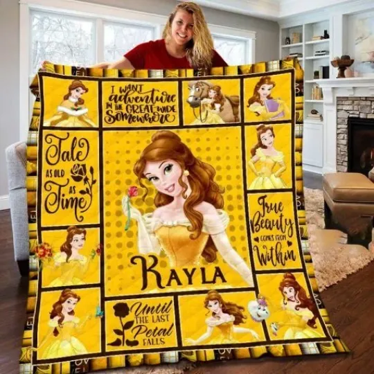 Discover Personalized Belle Princess Lover Gift with Disney Beauty Blanket