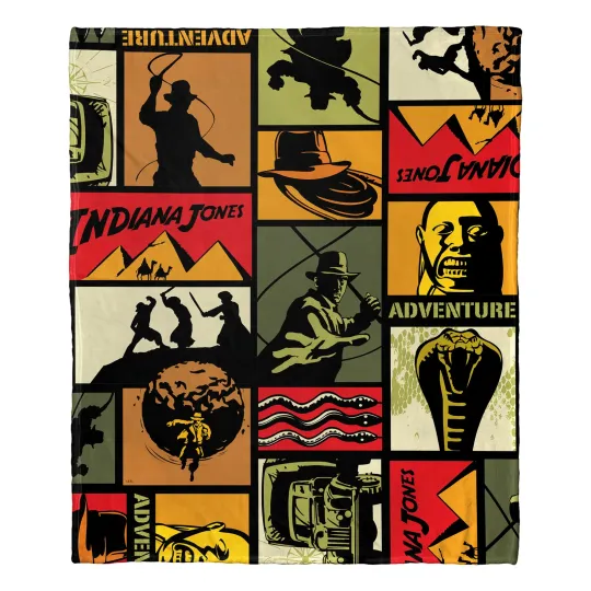 Disney Indiana Jones Adventure Disneyland Christmas Holiday Fleece Blanket