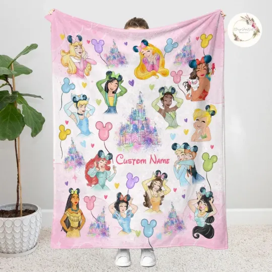 Discover Personalized Disney Fleece Princess Custom Name Fleece Blanket