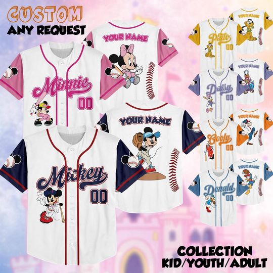 Discover Custom Disney Baseball Jersey, Mickey And Friends Shirt, Personalize Name Number, Kid Youth Adult Disney Baseball Outfit