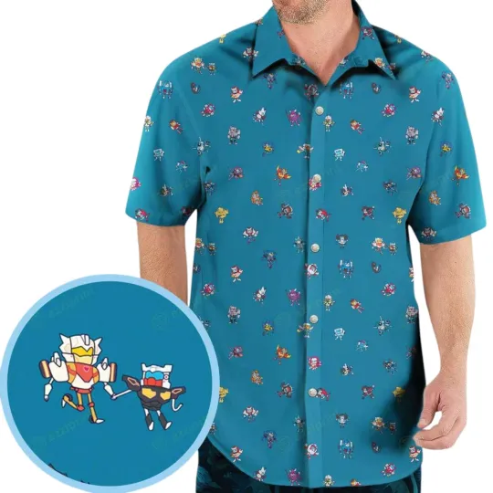 Funny Transformers Characters Pattern Summer Hawaiian Shirt