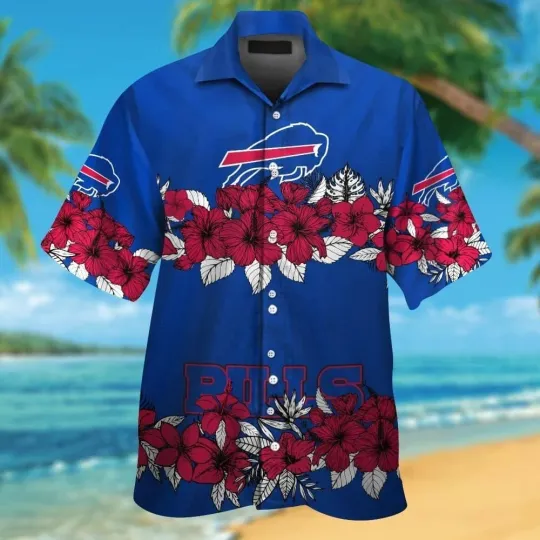 Discover Buffalo Bills Hawaiian Tropical Short Sleeve Button-Up Shirt