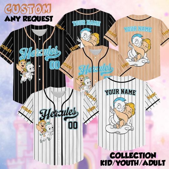 Discover Custom Disney Baby Hercules Jersey, Disney Hercules Baseball Jersey, Baby Hercules Cosplay, Disney Family Matching, Disney World Vacation