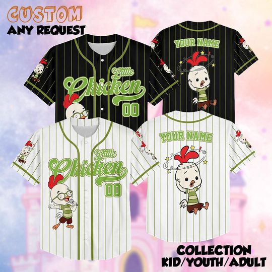 Discover Personalized Chicken Little Baseball Jersey, Disney Custom Jersey, Funny Chicken Tee, Classic Disney Outfit, Gift for Fans