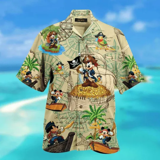 Discover Pirates Mickey Mouse Hawaiian Shirt, Button Up Shirt For Men