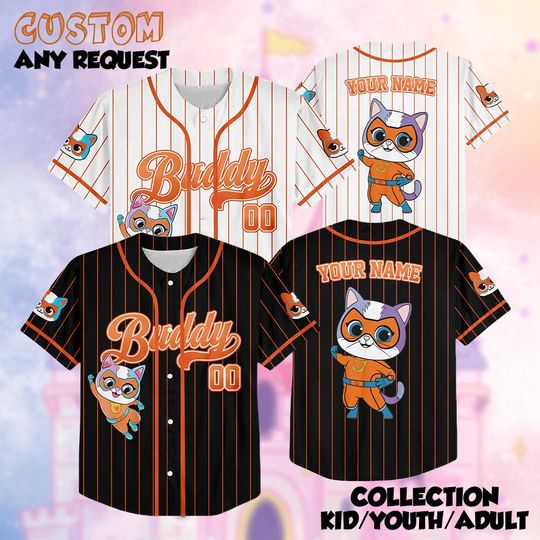 Discover Custom SuperKitties Buddy Baseball Jersey, Personalized Kids Shirt