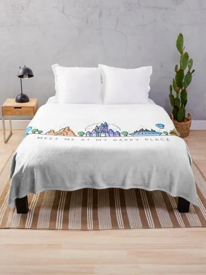 Discover Disney Meet Me At My Happy Place Vector Orlando Theme Cozy Fleece Blanket