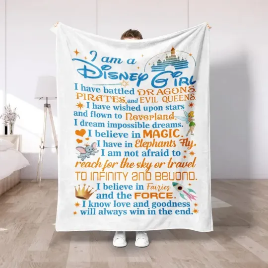 Discover Custom Name Disney Castle Fleece Blanket, Personalized Gift For Kids