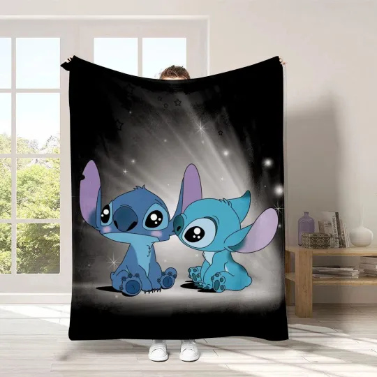 Discover Stitch Lilo & Stitch Angel Blanket Cartoon Stitch Disney Printed Fleece Blanket