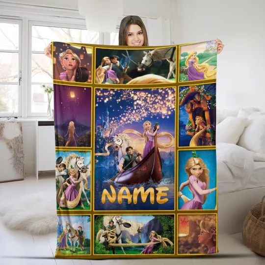 Discover Custom Disney Rapunzel Tangled Blanket, Bedding Decor Fleece Blanket