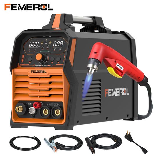 Discover FEMEROL 2 In 1 60A Plasma Cutter 110/220V 200A Stick Welder Non-Touch Pilot Arc Large LED Display IGBT Plasma Cutting Machine