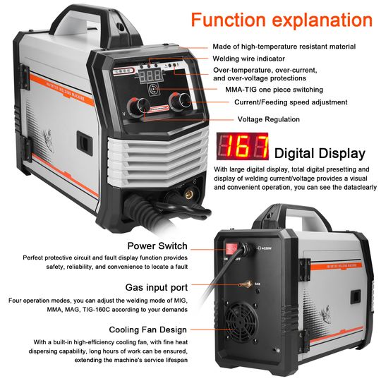 Discover MIG MMA MAG TIG-160C Inverter Welders Electric Welding Machine Equipment Intelligent Welders 4in1/2in1/Welding Wire(optional)