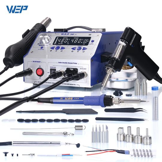 Discover WEP 948-II Rework Station  Hot Air Gun Sucker Tin Gun Soldering Iron Suction Pen Soldering Station 3 in 1 BGA Welding Station