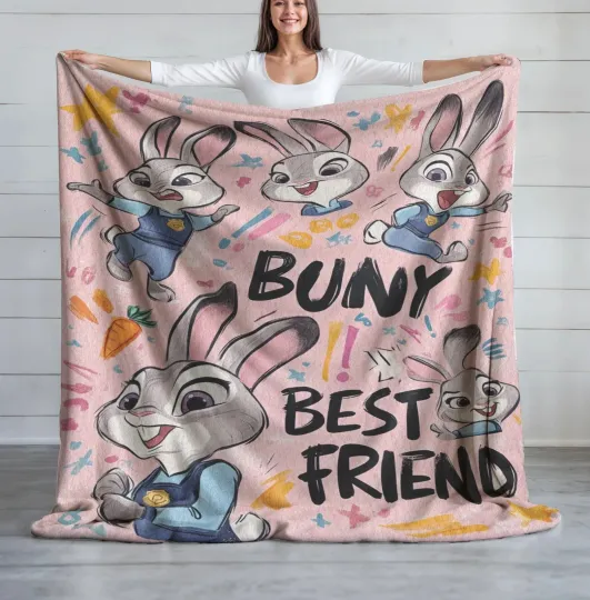 Discover Personalized Disney Judy Hopps Zootopia Blanket, Gift For Friends, Couple