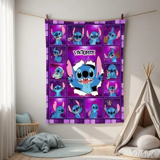 Discover Personalized Stitch Blanket Lilo Stitch Cute Disneyland Fleece Blanket