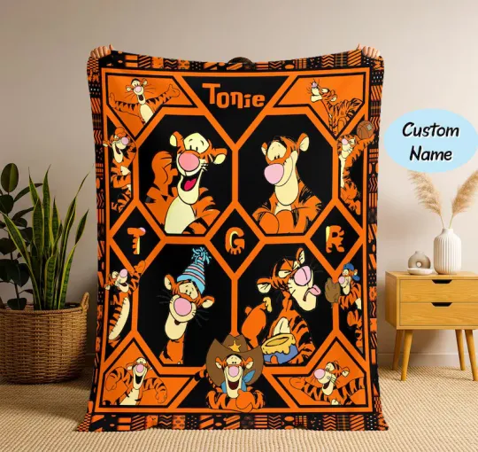 Discover Personalized Tigger Disney Blanket, Winnie The Pooh Tigger Fleece Blanket